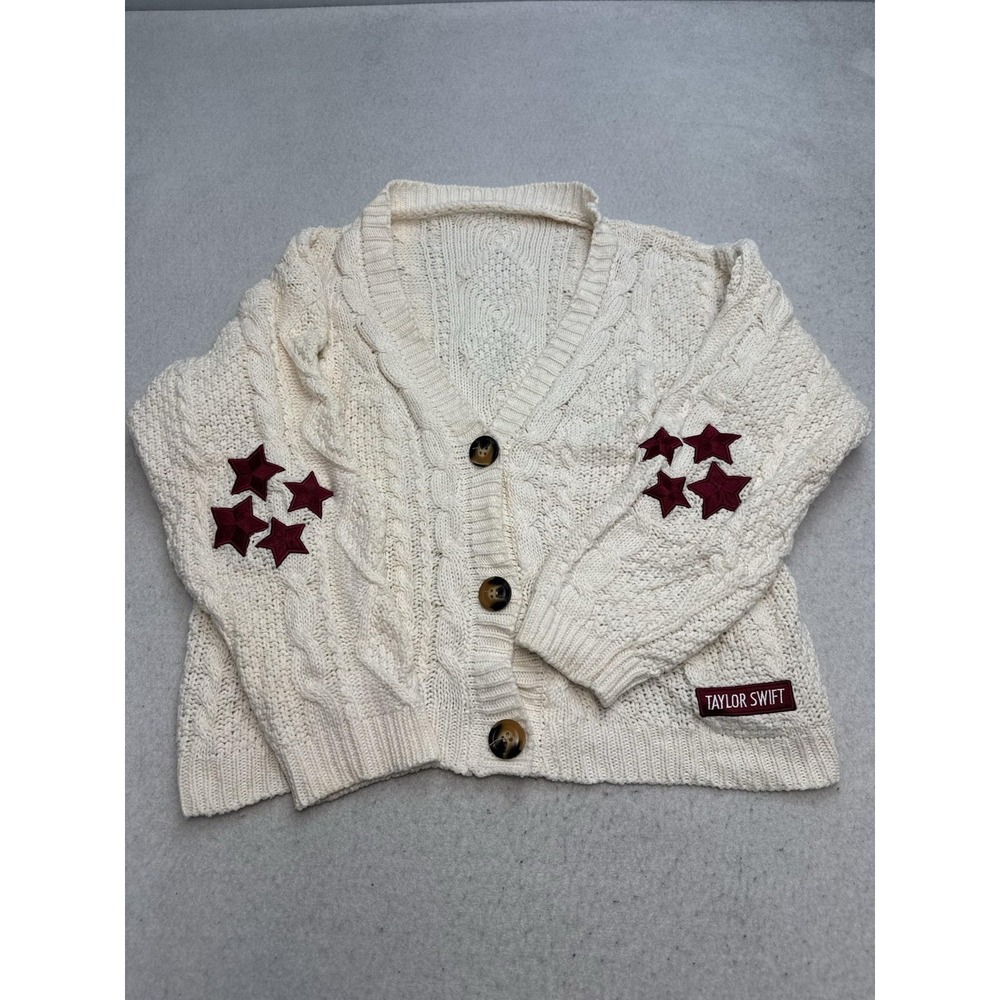 Taylor Swift Taylors Version Red Cardigan Sweater Womens XS/SM Cable Knit
